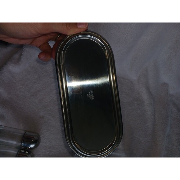 Alessi Italy Stainless Crystal Oil Vinegar Salt Pepper Holder Caddy Cruet - Picture 2 of 10